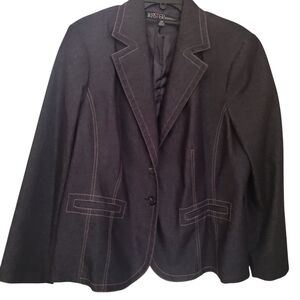 Kasper Women's Dark Blue Denim Blazer with Contrast Stitching